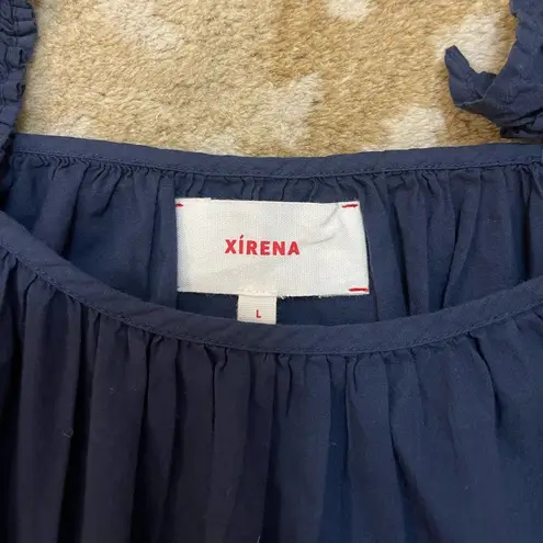 Xirena navy blue crochet ruffle sleeve tank top women’s size large