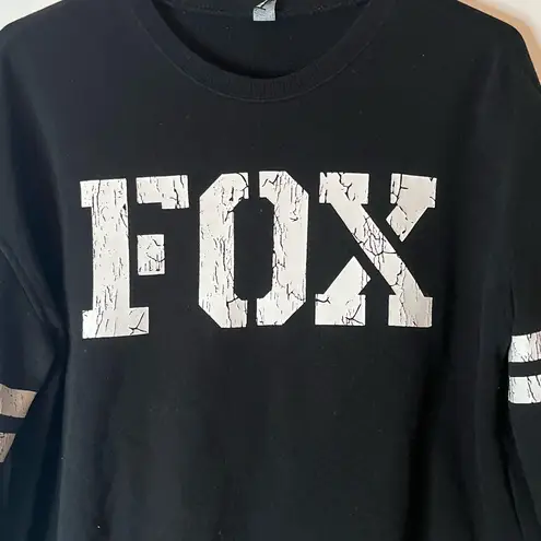 Fox Black Sweatshirt with White Accents Size M