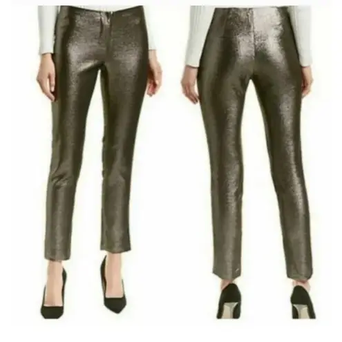 J. McLaughlin Metallic Ankle Pants Silver Shimmer Size 8
