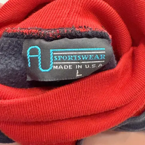 VTG AU Sportswear Black Turtleneck Sweatshirt L Retro Fall Autumn Leaves Print Size L