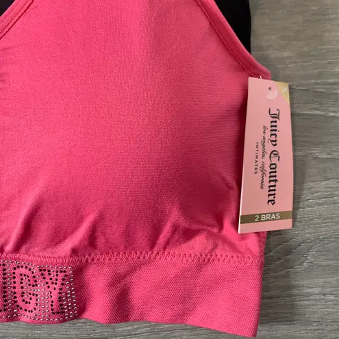 Juicy Couture NWT  Logo 2 Piece Hot Pink & Black Sports Bra Set