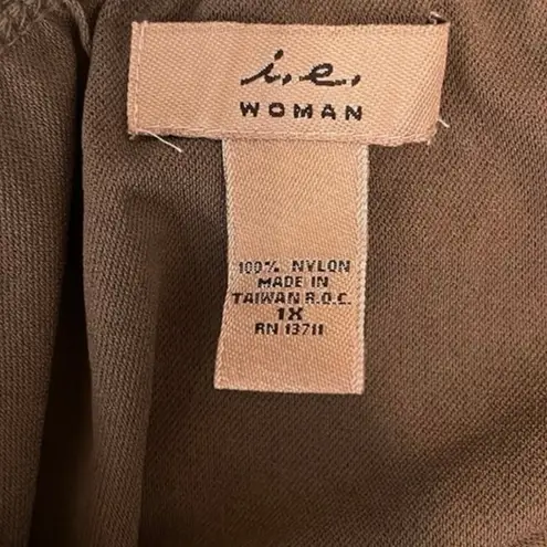 NWT I.E. Midi Skirt Size 1X Brown Blue Abstract Polka Dot Lightweight Hippie