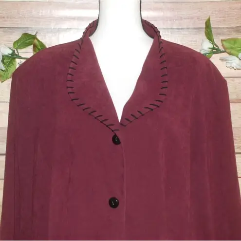 R&K Originals Vintage Plum Purple Faux Suede Button Front Jacket Size 26W Pocket