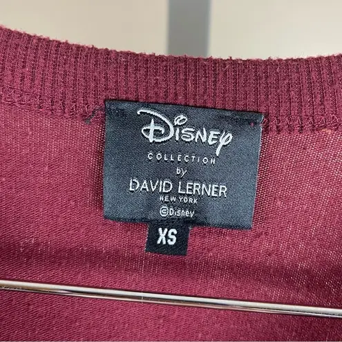 David Lerner Disney X XS Minnie Mouse Maroon Embroidered Pullover Sweatshirt