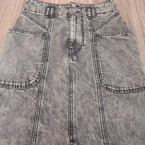 Isabel Marant Étoile Toria Denim Midi Jean Skirt in Washed Gray Size FR 34 NWT