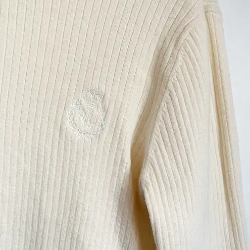 Ralph Lauren  Ribbed Turtleneck Pullover Long Sleeve Top Cream Size L