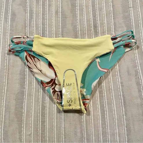 l*space Kennedy Bikini Bottom in Green Yellow Tropical Floral Small NWOT