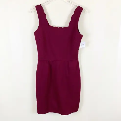 Love...Ady Love…Ady Burgundy Scallop Trim Sheath Dress Women’s Size Large NWT
