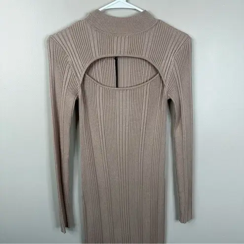 House of Harlow NEW  1960 Revolve Dress Womens S Tan Ribbed Cutout Midi Sweater