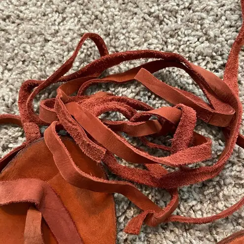 Free People  terra cotta lace up Dahlia Sandals size 38