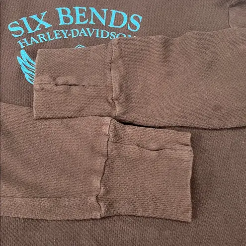 Harley Davidson Waffleknit Graphic Hoodie Brown Size XL