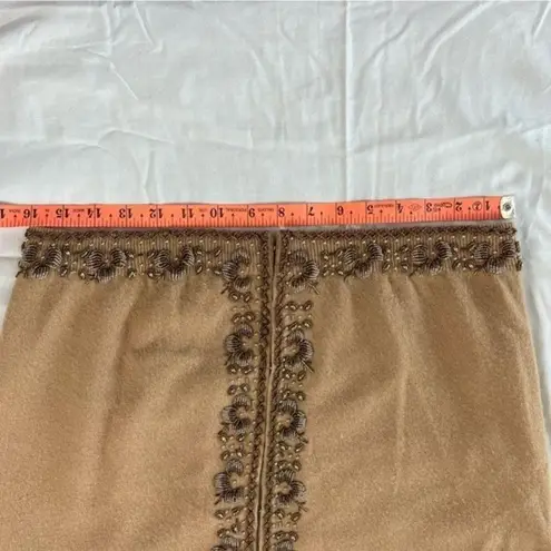 Alfred Wong Women’s Vintage Tan Hand Beaded Lined Cardigan S/M Size M