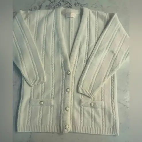 Vintage Sophisticates by Pendelton 80's Cream Knit Cardigan Sweater Medium USA