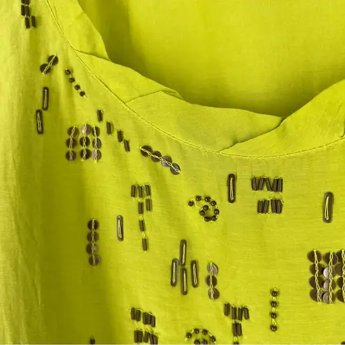 Sejour Lightweight Green Silk Cotton Beaded Sequin Embellished Tank Top Size 18W