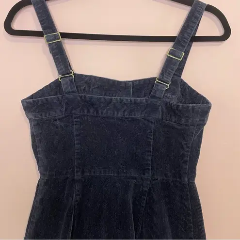 Sky & Sparrow Pinafore Mini Dress Navy Ribbed Corduroy Tortoise Button Size M