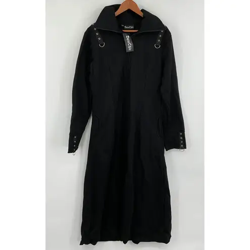 DarcChic Black Gothic Duster Coat Long Sleeve Lace Up Corset Style Hooded 3XL Size undefined
