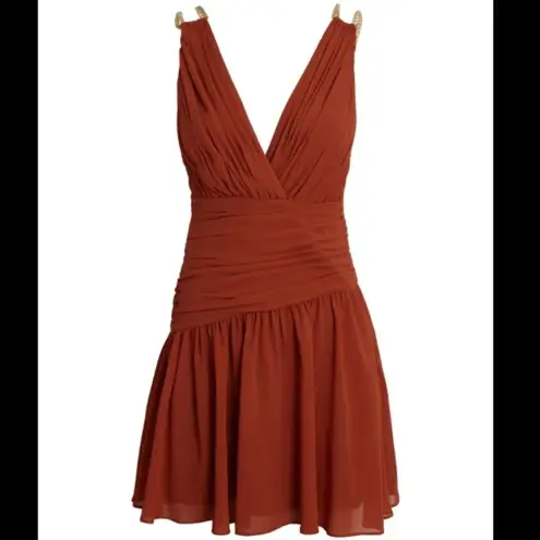 AIIFOS Emily Mini Dress from Revolve size 4 burnt‎ orange chain pleated