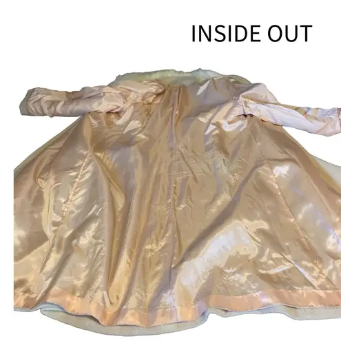 VINTAGE 1980'S PRIME SOURCE NY BEIGE & CREAM WOOL & RABBIT FUR COLLAR COAT (L) Size L