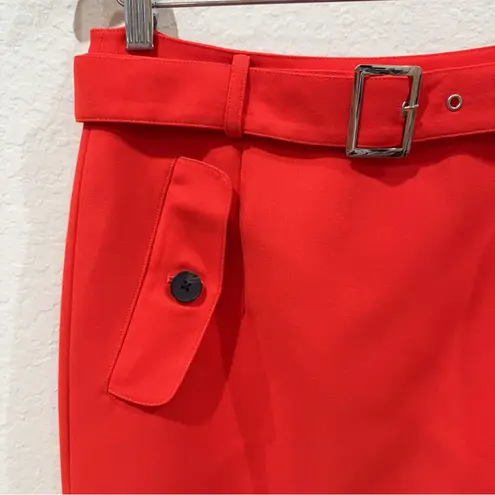 J.ING Jing Red Pencil Skirt with Slit Heavy Crepe Size L NWT Size L