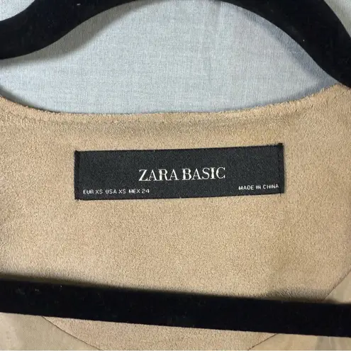 ZARA  Basic Womens Tan Embroidered Red Rose Floral Suede Kimono Coat Size XS Boho