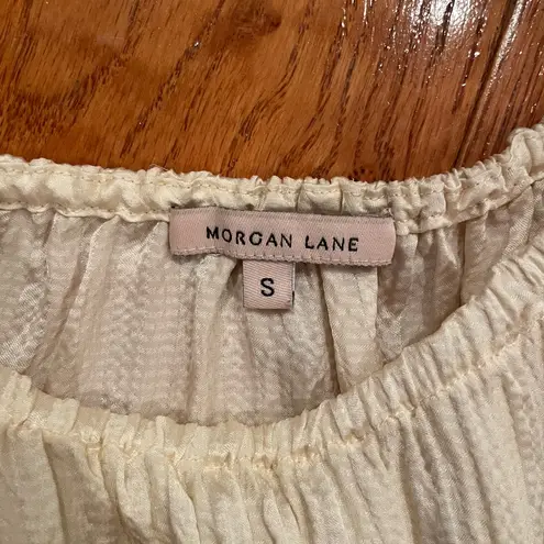 Morgan Lane Silk Puff Sleeve Mini Dress – Off White, Size Small