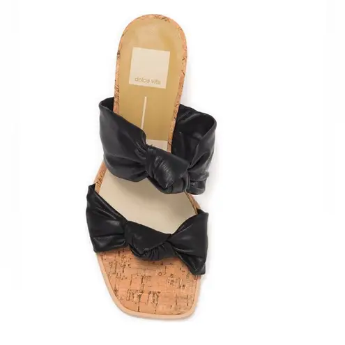 DOLCE VITA Naji Knotted Cork Wedge Mule Sandal, Size 11, Black, NWT Black