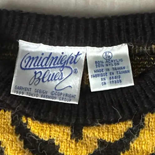 80's/90's Vintage Midnight Blues Womens Embellished Small Sweater Jewel Fuzzy Black