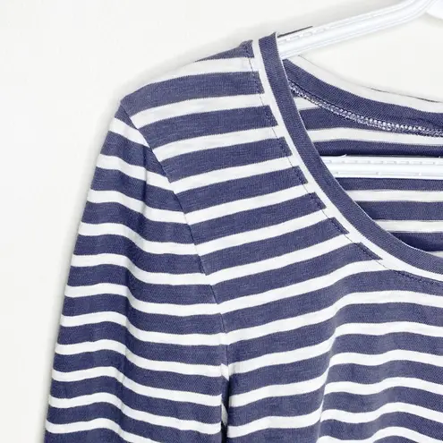 J Crew Factory striped cotton Crewneck long sleeve zip back t