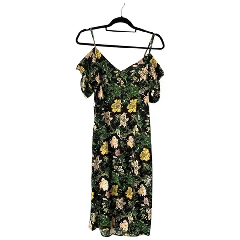 Club Monaco Gracella Dark Floral Midi Dress Garden Party Size 2 Feminine Flirty