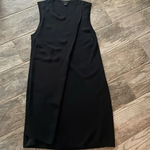 Theory  black sleeveless shift dress wool & silk blend 100% silk top layer Size M