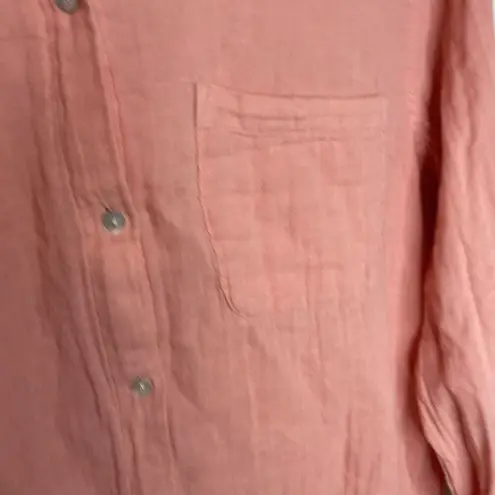 Rails  Ellis Shirt In Flamingo Button Down Organic Cotton Gauze Size L Pocket