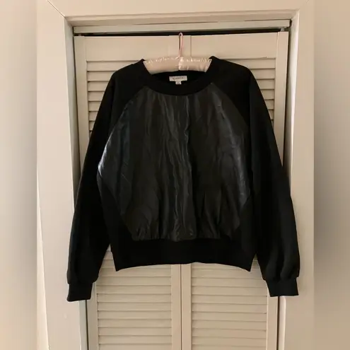 Evereve Kat Faux Leather Crewneck Sweatshirt