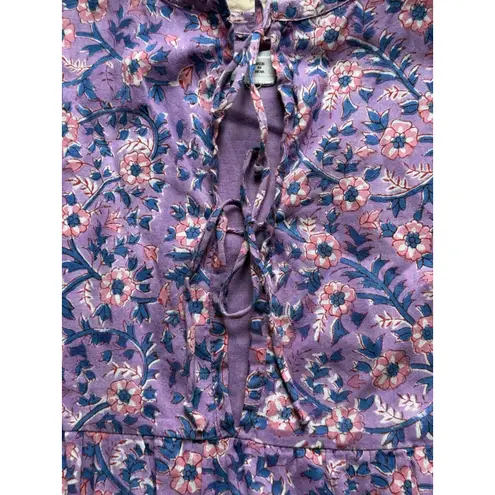 Emerson Fry Isla Dress Women's Size XS/S Violet Wildflower Organic Block Print Purple
