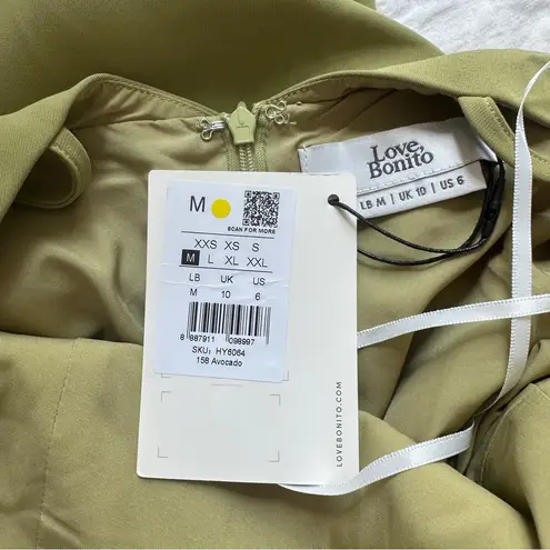 Love, Bonito Layton Padded Plunge Midi Dress NWT Avocado Green NEW Medium
