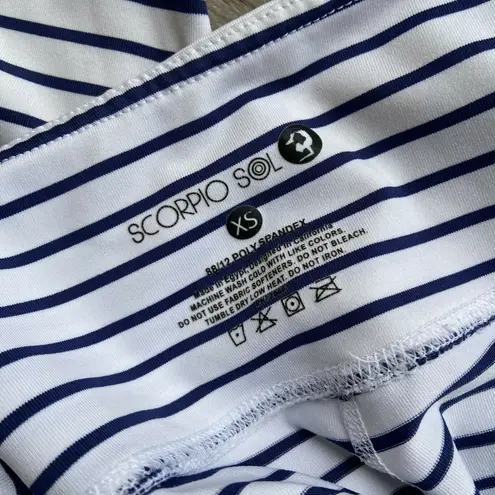 Scorpio Sol Scorpio Sol Womens Leggings Size XS Navy Blue White Striped Cropped Length - Image 3
