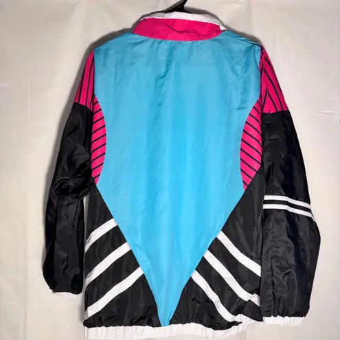 NWOT Funny Guy Mugs Retro 90s Colorblock Windbreaker Jacket Small Black
