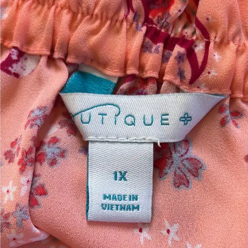 Boutique Off Shoulder Paisley Short Bell Sleeve Flowy Floral Blouse XL