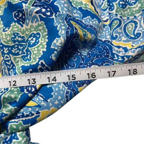 Oscar de la Renta Blue Paisley Polyester Silky Bathrobe Dressing Robe Small