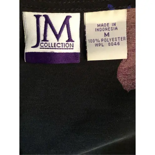 JM Collection black purple floral sheath maxi dress Size M