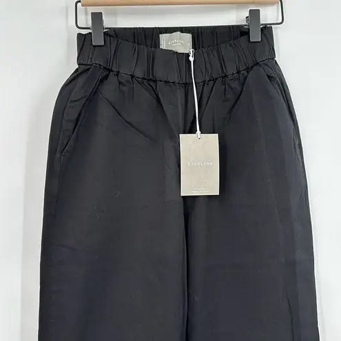 Everlane NWT  Black Wide Leg Organic Cotton Relaxed Elastic Waist Pants Size XS