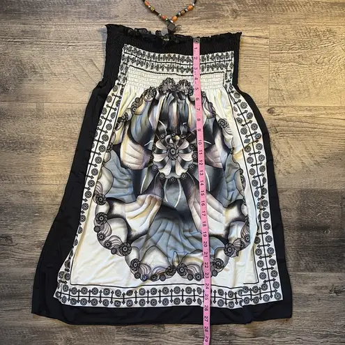 Fun print dress — Beaded bandeau dress with boho/hippy print Size L