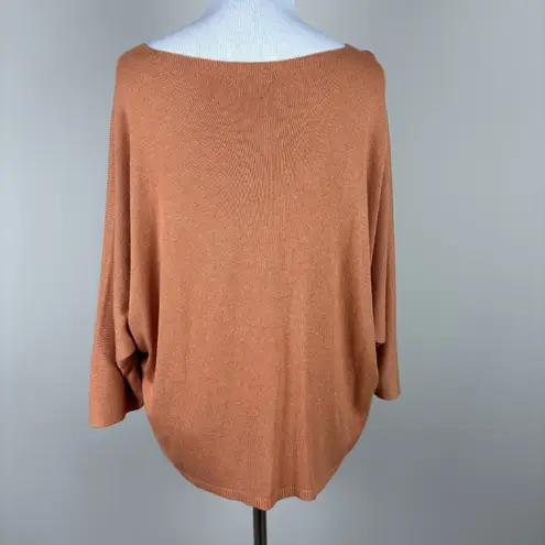 Made in Italy Sweater Top Womens Large Orange 3/4 Sleeve Dolman V