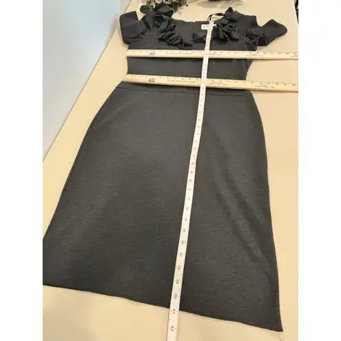 Julian Taylor Women Dress Gray 12 Short Sleeve Rushed Details Neckline Preppy