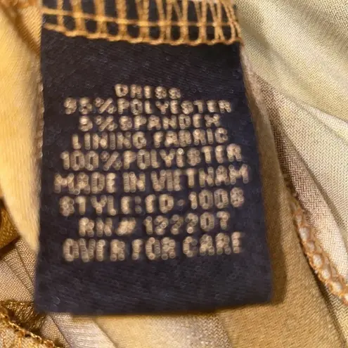 Essentials by ABS poly/ spandex multi colored dress w/spaghetti straps. Size 10 Brown