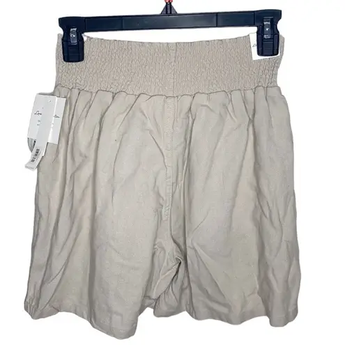 One5One Stitch Fix Linen blend high waist pull on shorts natural hue size S Tan