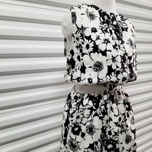 Faithfull the Brand Faithful The Brand La Pineta Dress Women 12 White Black 100% Linen Short Cut Out