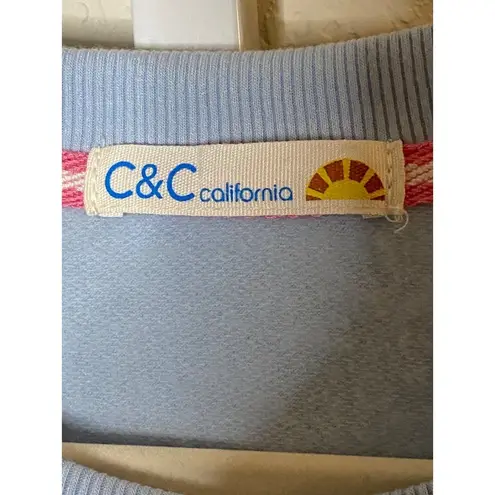 C&C California C&C California Womens Long Sleeve Very Merry Light Blue Boat Neck Top Size M