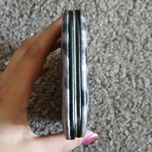 Purple multi animal print metallic wallet