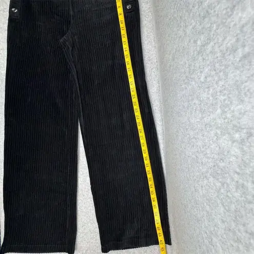 John Paul Richard Women's Black Velour Pants Large Wide Leg Side Button Detail