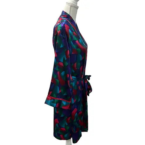 Cacique Lingerie Multicolor Abstract 3/4 Sleeve Short Robe M